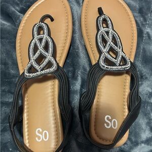 SO Women's Black and Tan Sandals